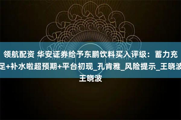 领航配资 华安证券给予东鹏饮料买入评级：蓄力充足+补水啦超预期+平台初现_孔肯雅_风险提示_王晓波